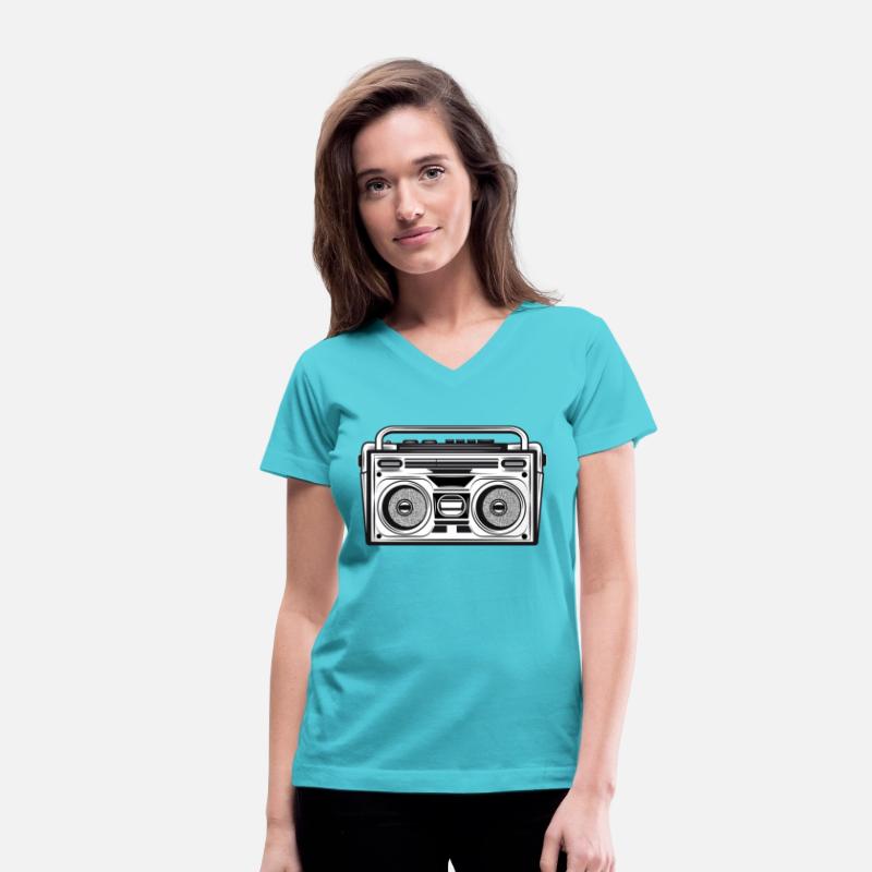 Cassette recorder in an 80s stencil look