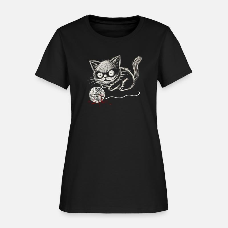 Cat with Yarn Dark Humor Creepy Funny Design