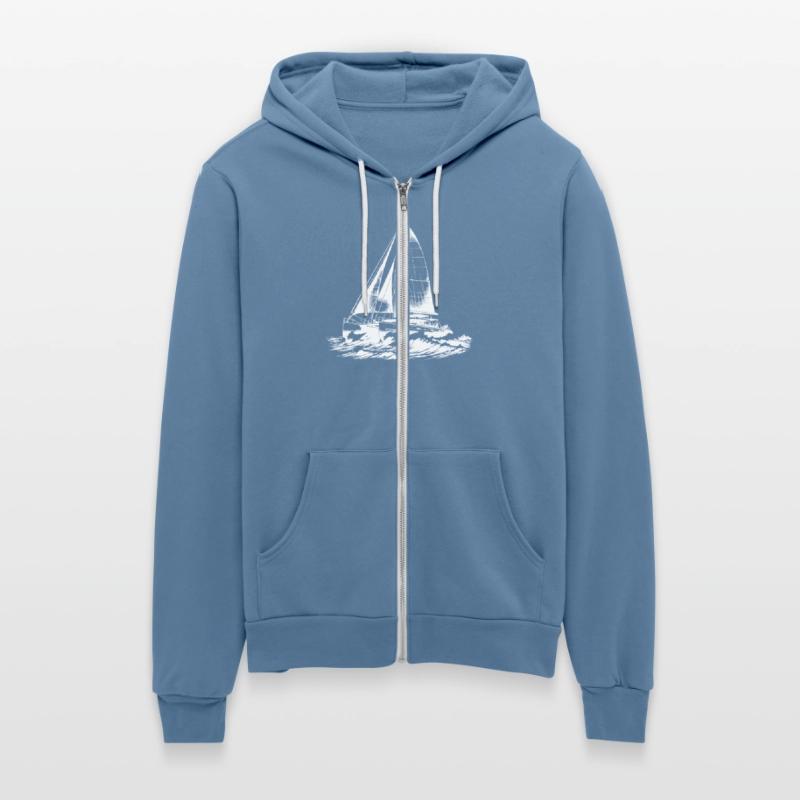 Chic Catamaran In Waves Under Sail Wind