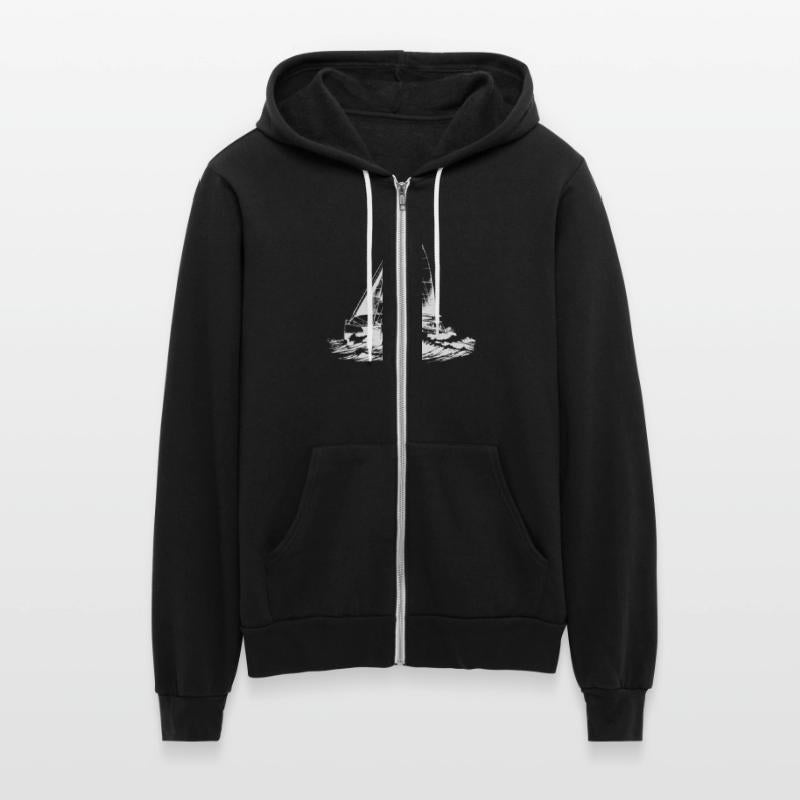 Chic Catamaran In Waves Under Sail Wind