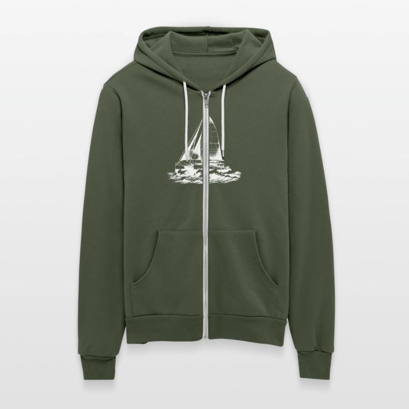 Chic Catamaran In Waves Under Sail Wind