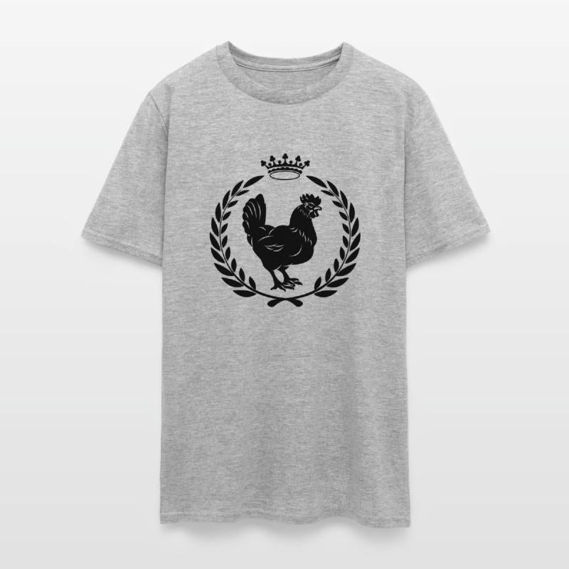 Chicken in laurel wreath with crown transparent sh