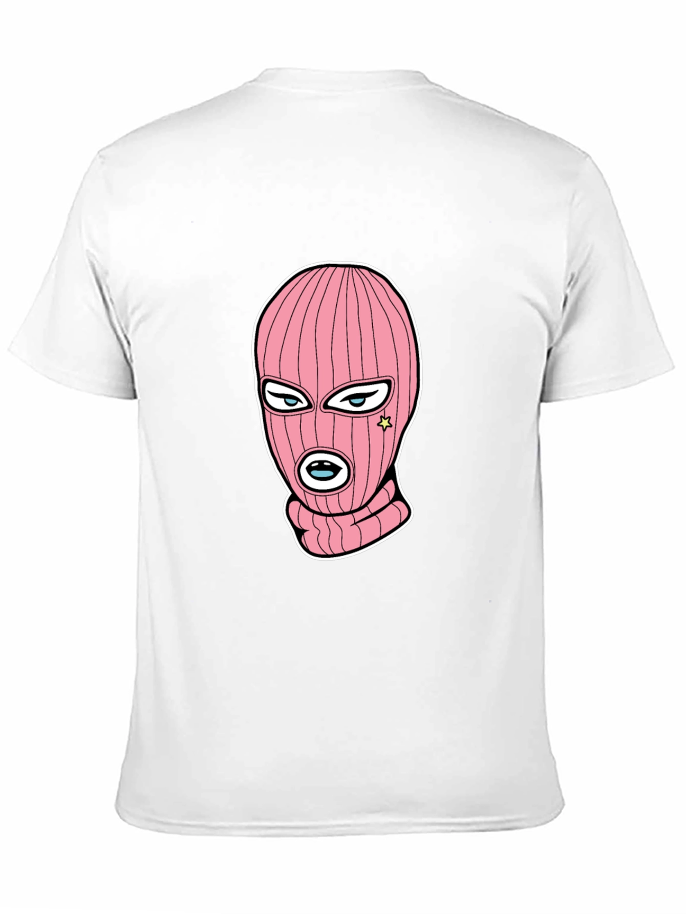 Black Tee with Pink Ski Mask Graphic