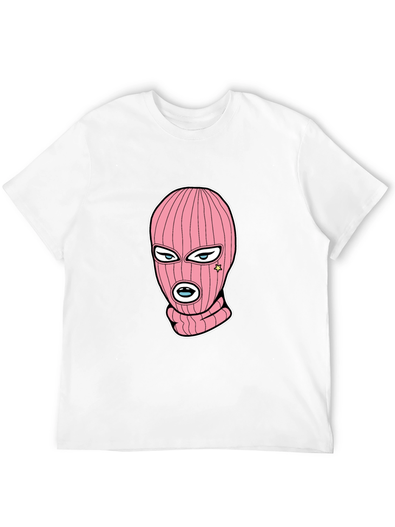 Black Tee with Pink Ski Mask Graphic
