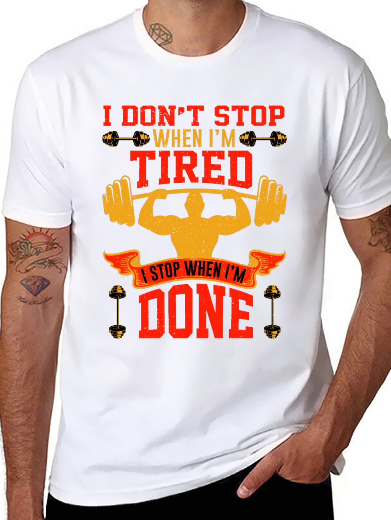 Workout Motivation T-Shirt - Dont Stop When Tired