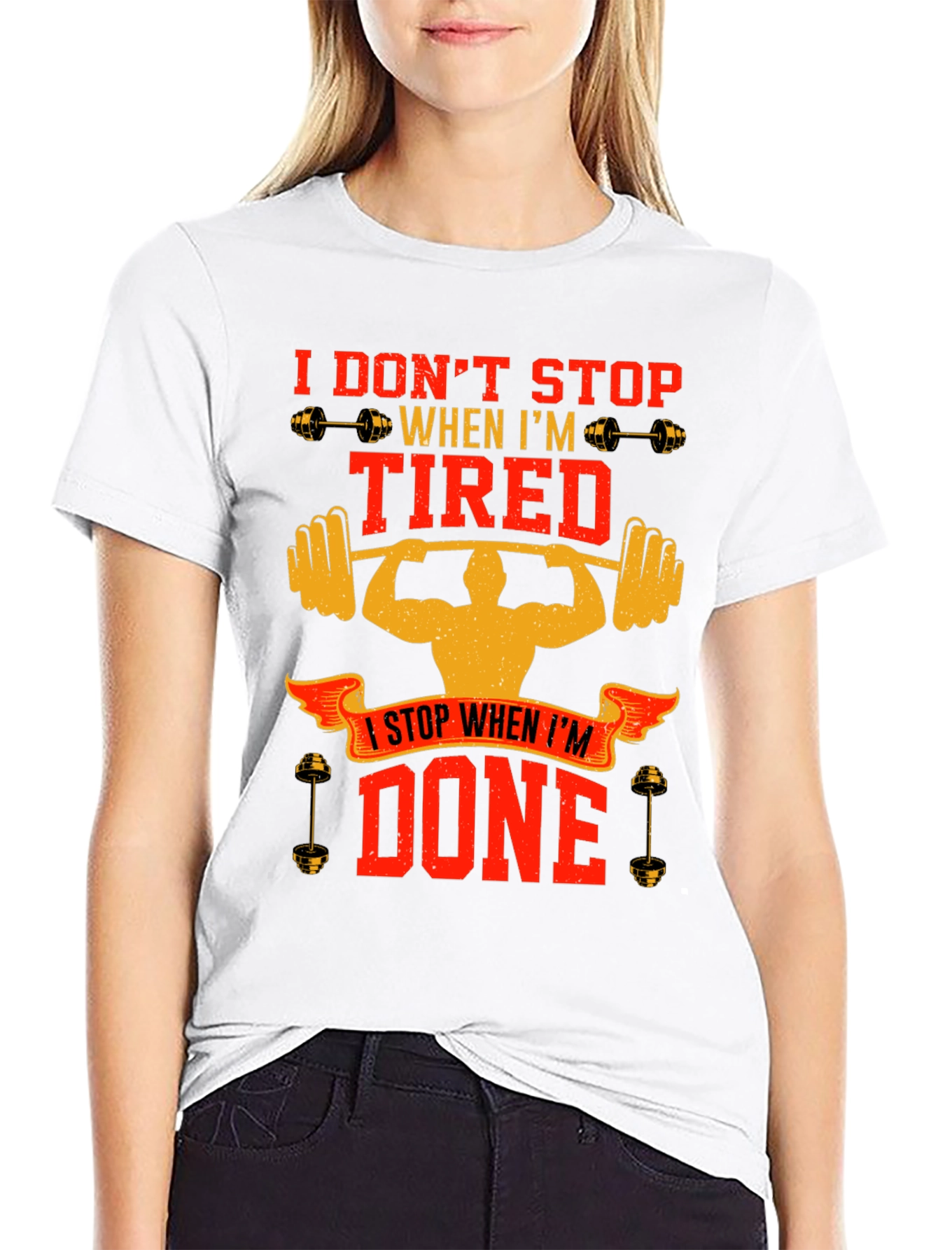 Workout Motivation T-Shirt - Dont Stop When Tired