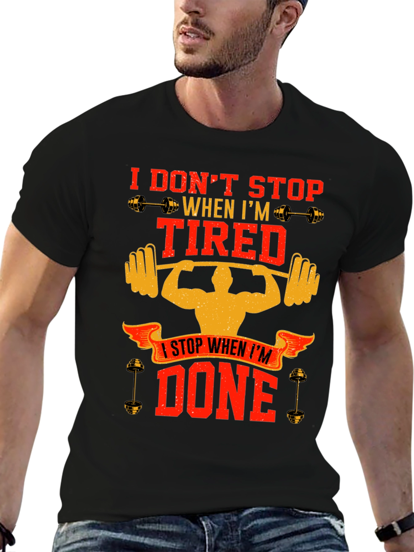 Workout Motivation T-Shirt - Dont Stop When Tired