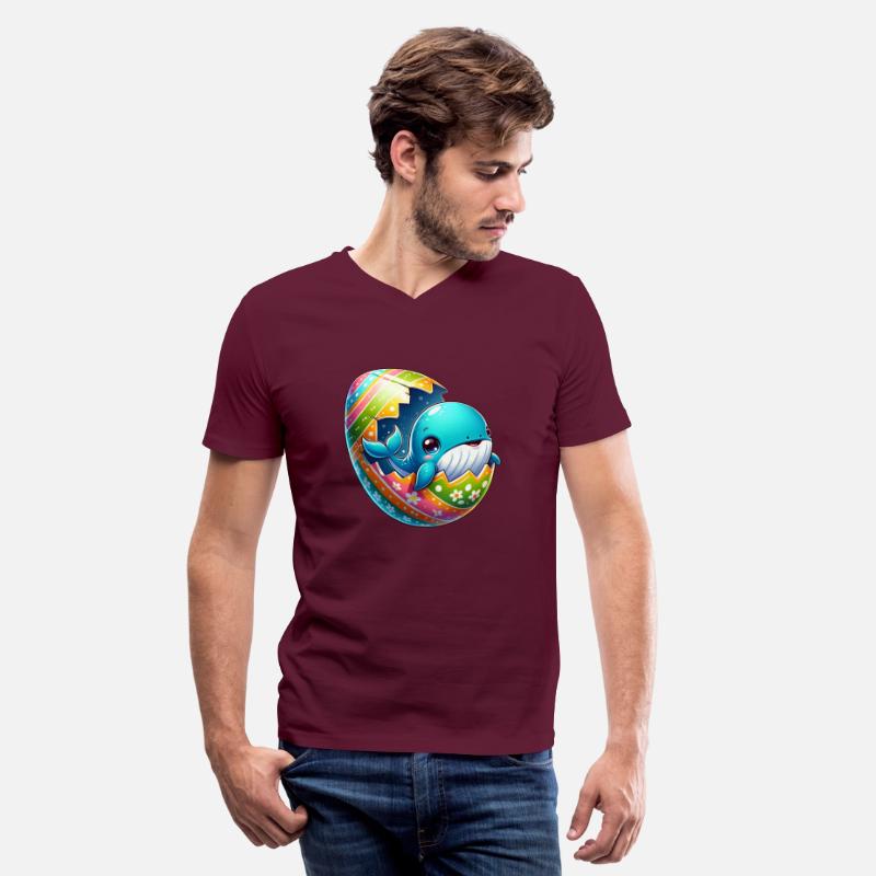 Colorful Whale Hatching from Easter Egg Cartoon