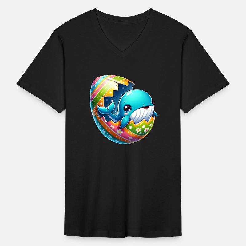 Colorful Whale Hatching from Easter Egg Cartoon
