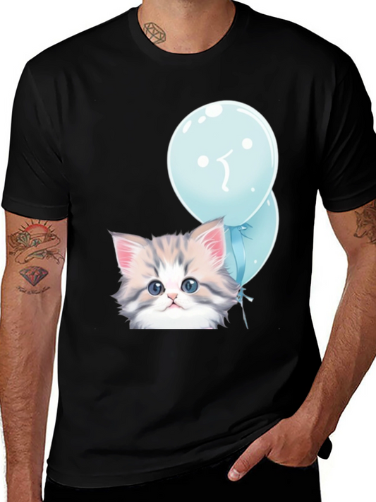 Cute Kitten with Balloons Graphic T-Shirt