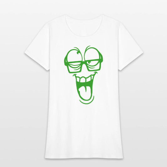 Crazy nerd face horn-rimmed glasses eyes grimace