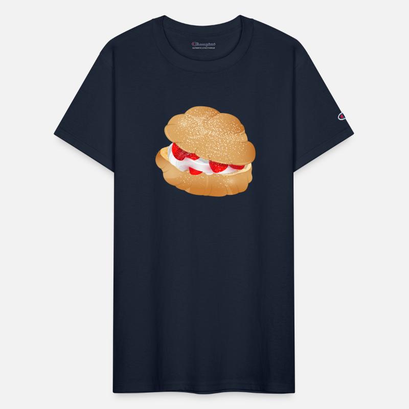 Cream puffs filled with cream and strawberries