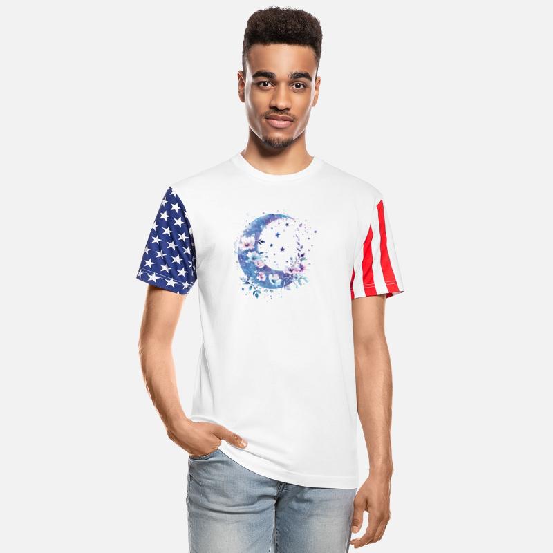 Crescent Moon with Watercolor Flowers