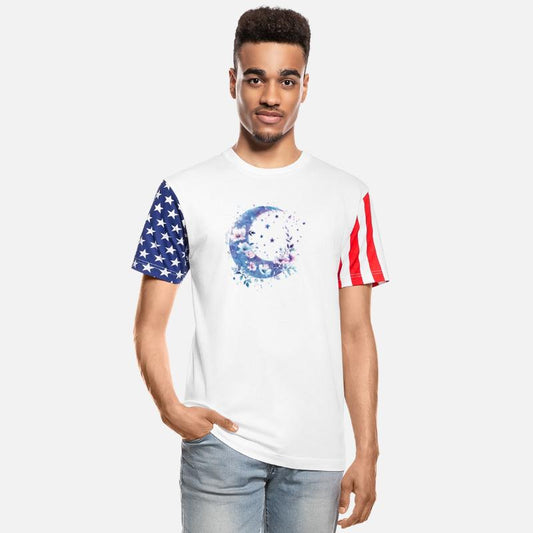 Crescent Moon with Watercolor Flowers