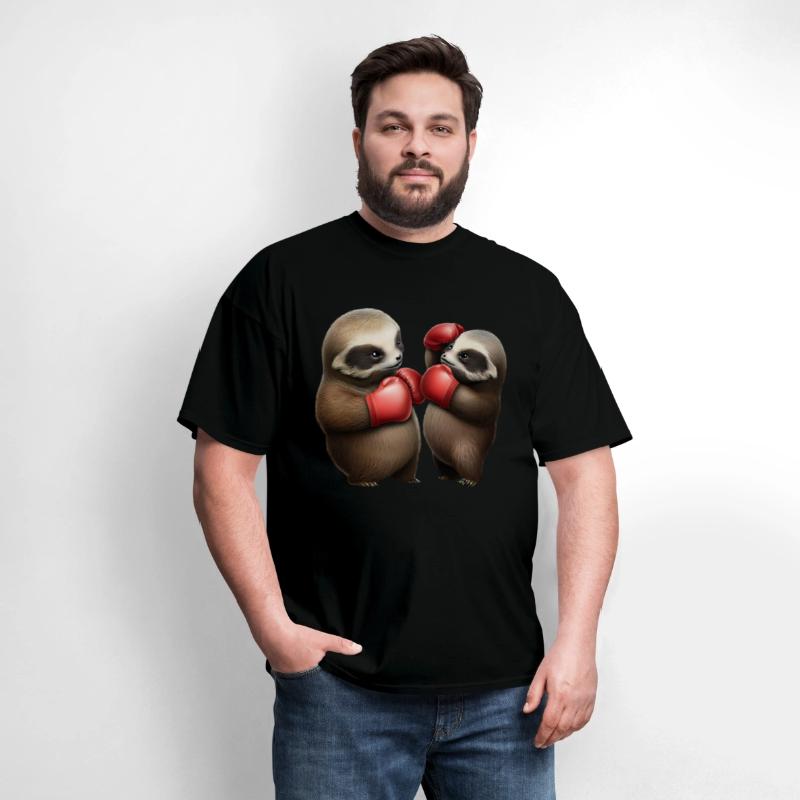Cute baby sloths in a boxing match