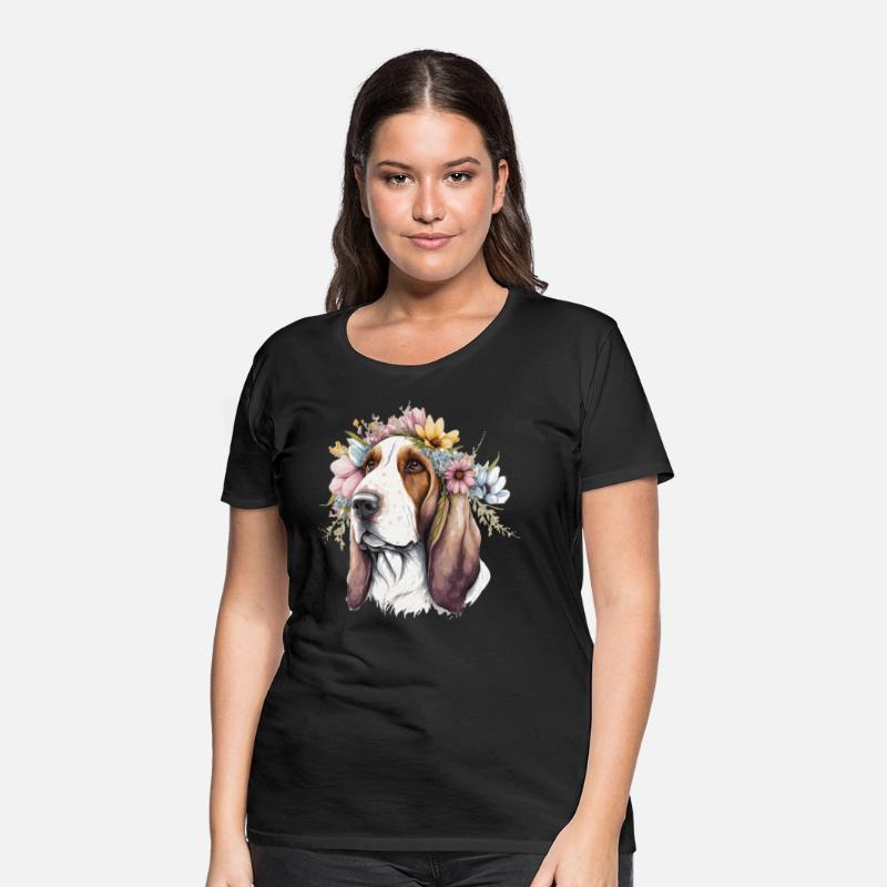 Cute Basset Hound Flower Crown Pet Dog Breed Flora