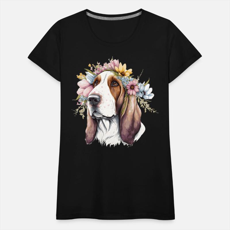 Cute Basset Hound Flower Crown Pet Dog Breed Flora