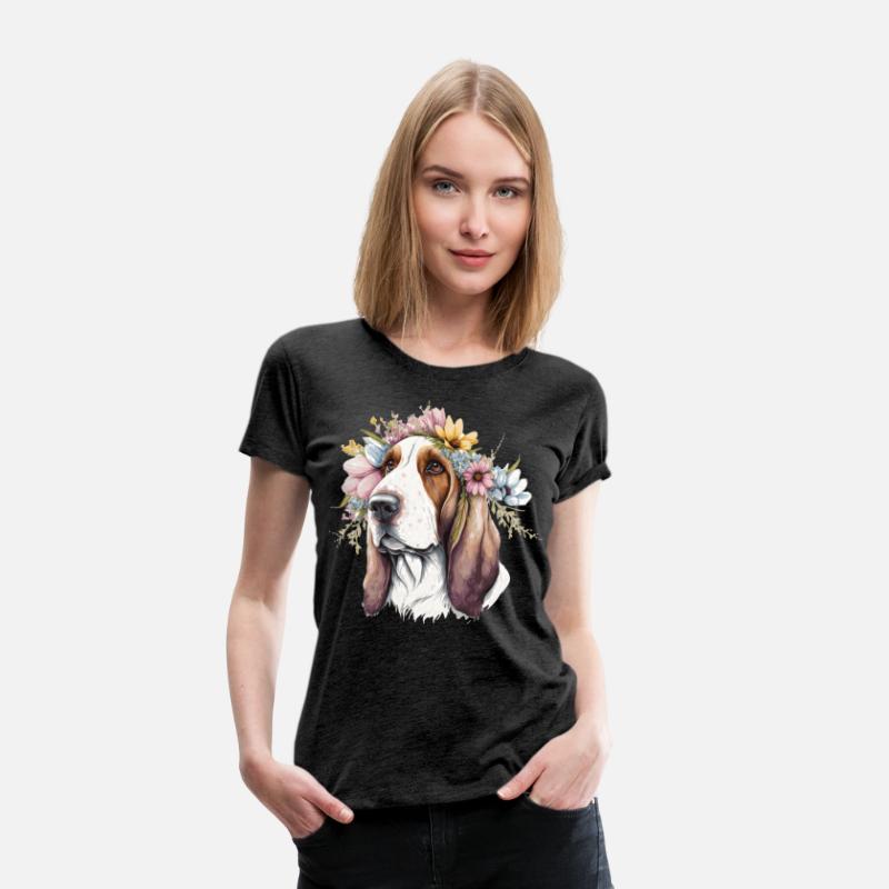 Cute Basset Hound Flower Crown Pet Dog Breed Flora