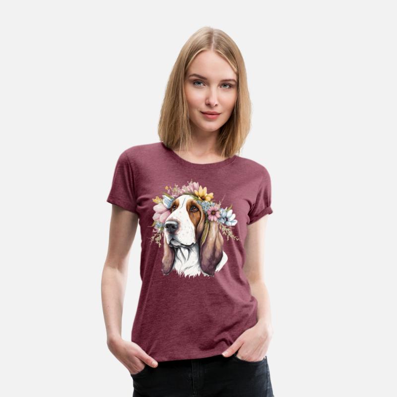 Cute Basset Hound Flower Crown Pet Dog Breed Flora