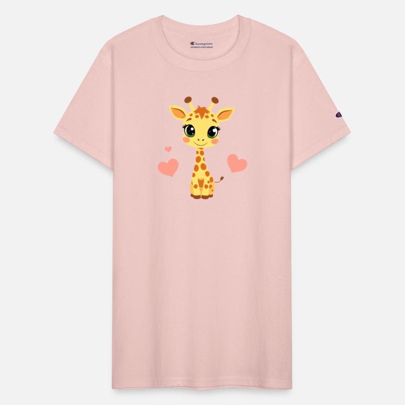 Cute cartoon giraffe with big eyes and heart decor
