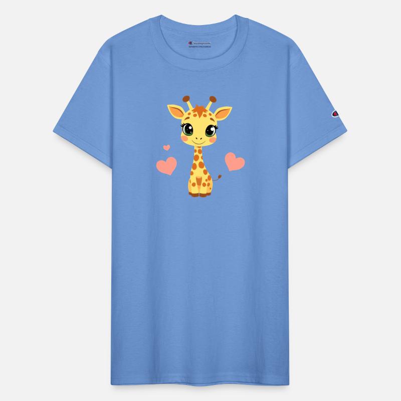 Cute cartoon giraffe with big eyes and heart decor
