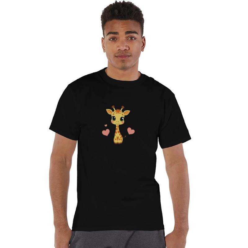 Cute cartoon giraffe with big eyes and heart decor