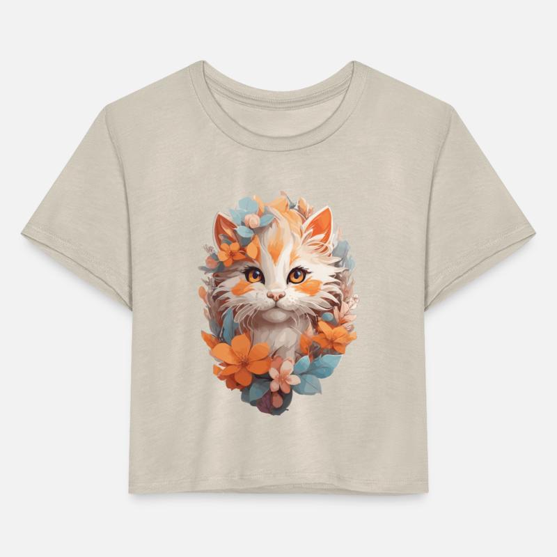 Cute Cat Watercolor Painting with Floral Splash