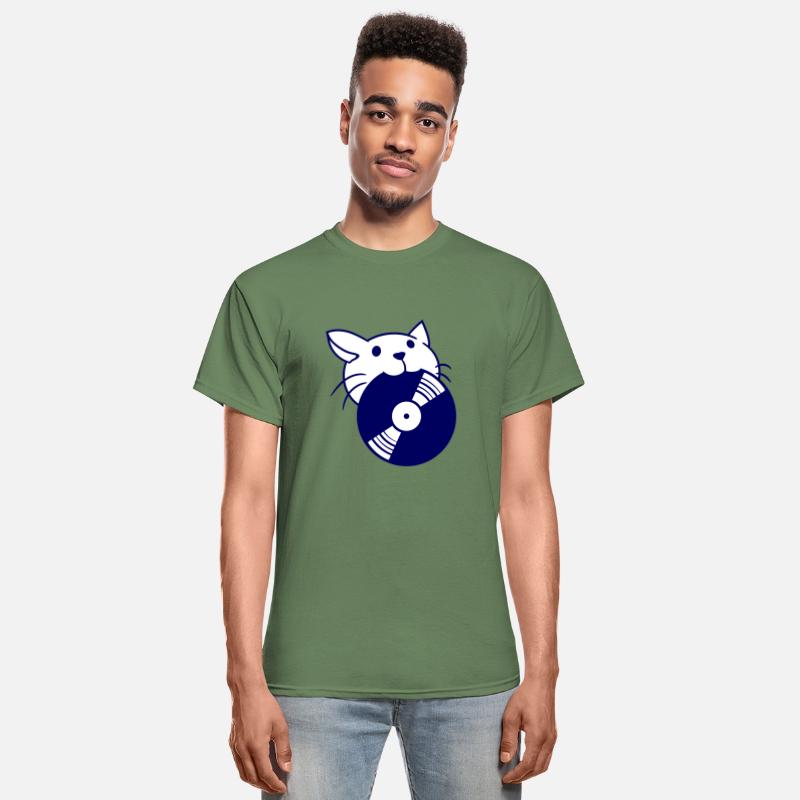 Cute DJ Cat Pet Kitten with Vinyl Record in Mouth