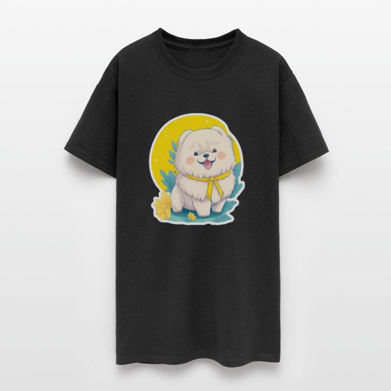 Cute fluffy happy baby dog