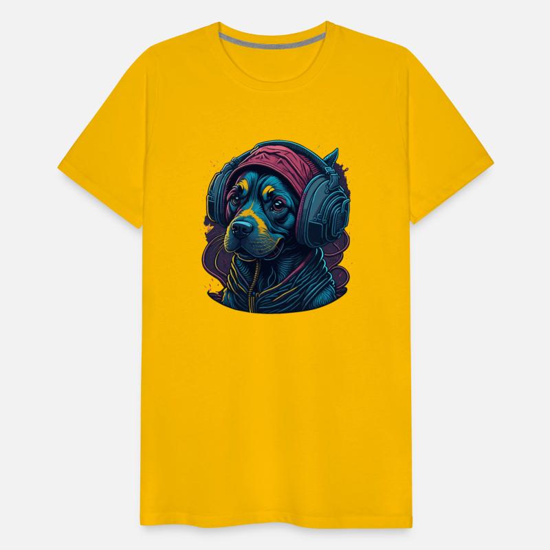 Cute Rottweiler Dog Wearing Headset for Gamer