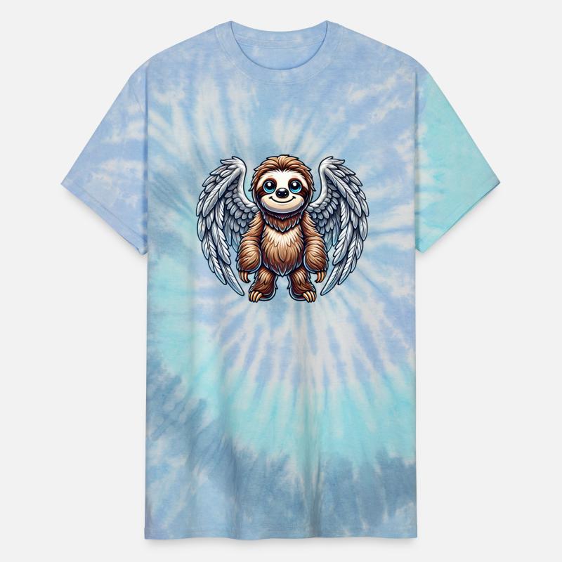 Cute sloth angel wings cartoon style sweet