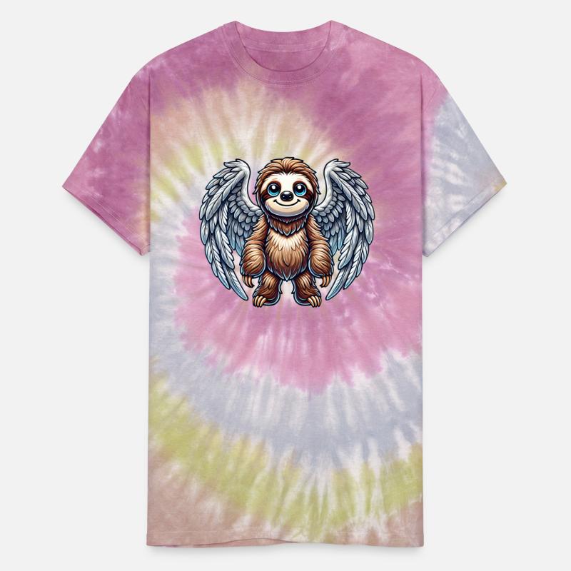 Cute sloth angel wings cartoon style sweet