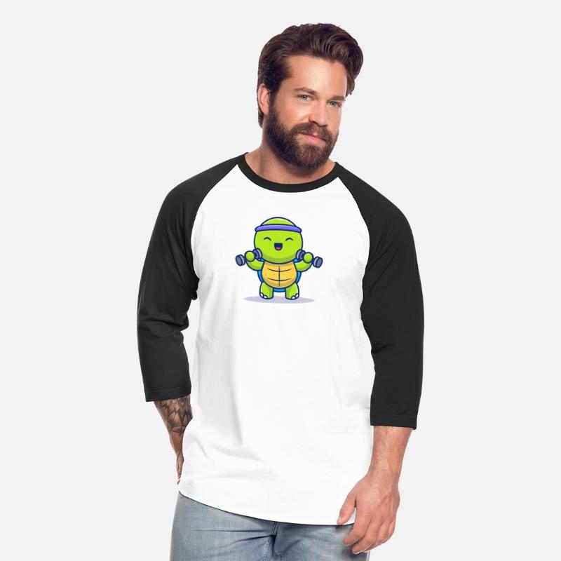 Cute Turtle Lifting Dumbbells Cartoon Illustration