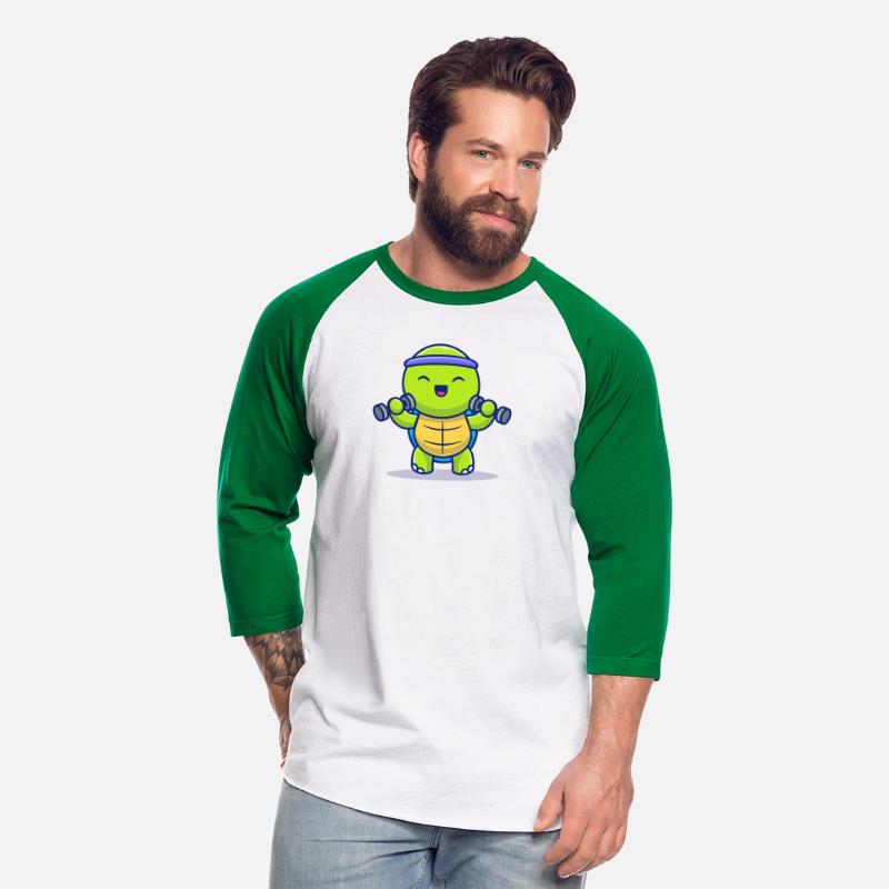 Cute Turtle Lifting Dumbbells Cartoon Illustration
