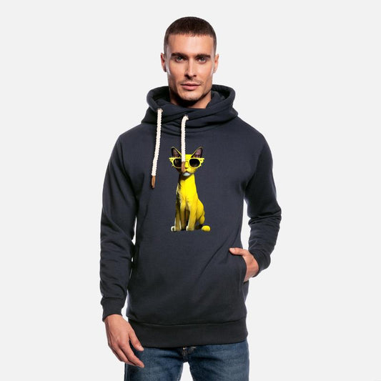 Cute yellow cat wearing yellow glasses.