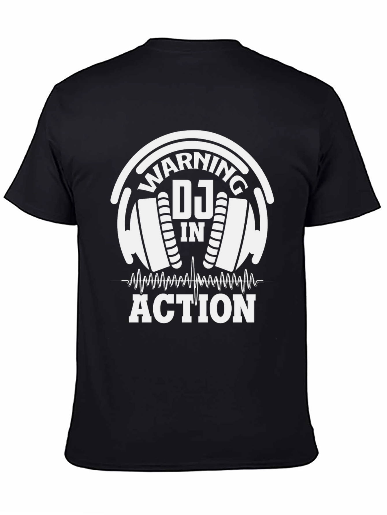Warning DJ In Action T-Shirt Black