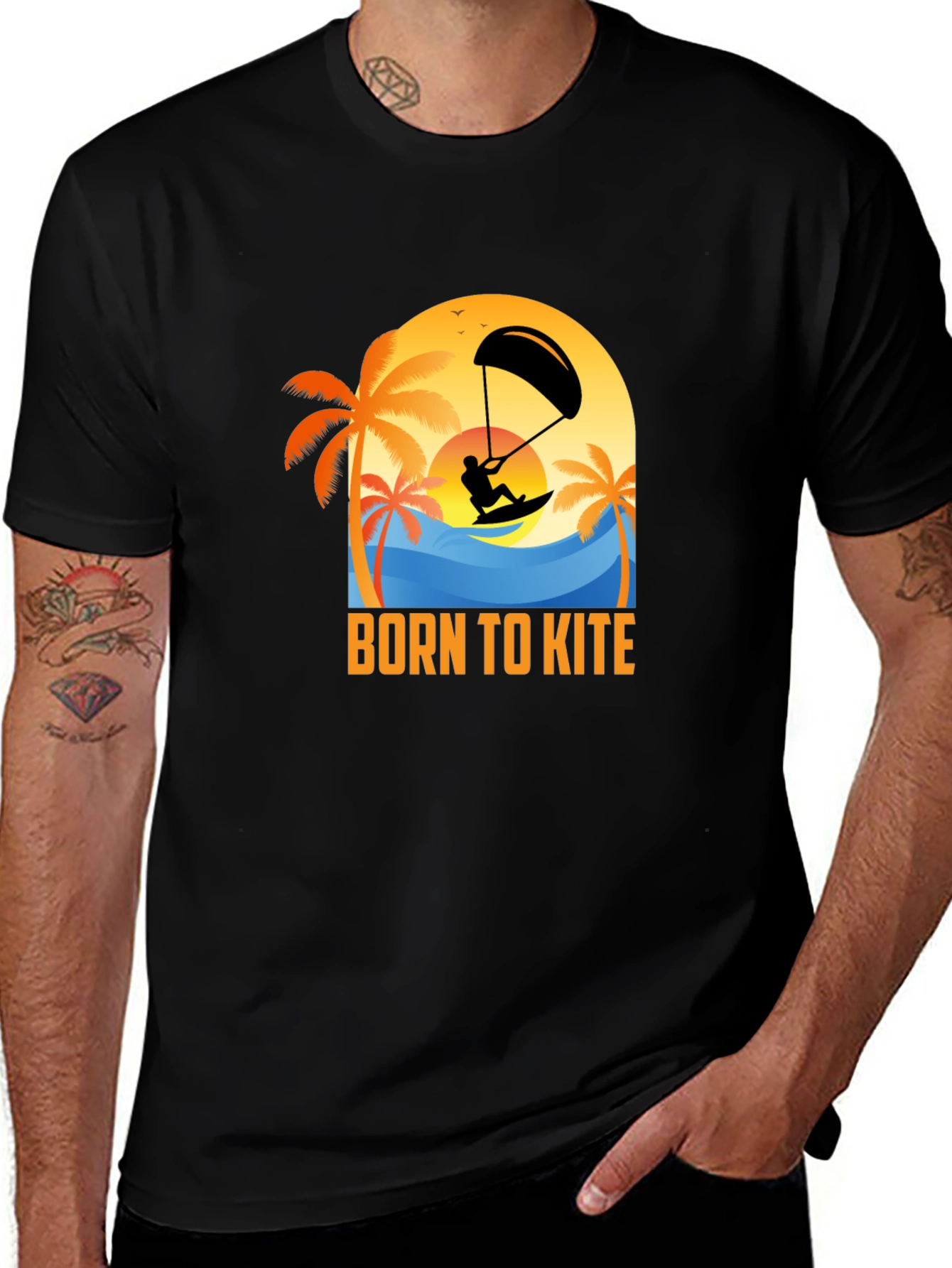 Born to Kite T-Shirt: Kitesurfing Beach Design