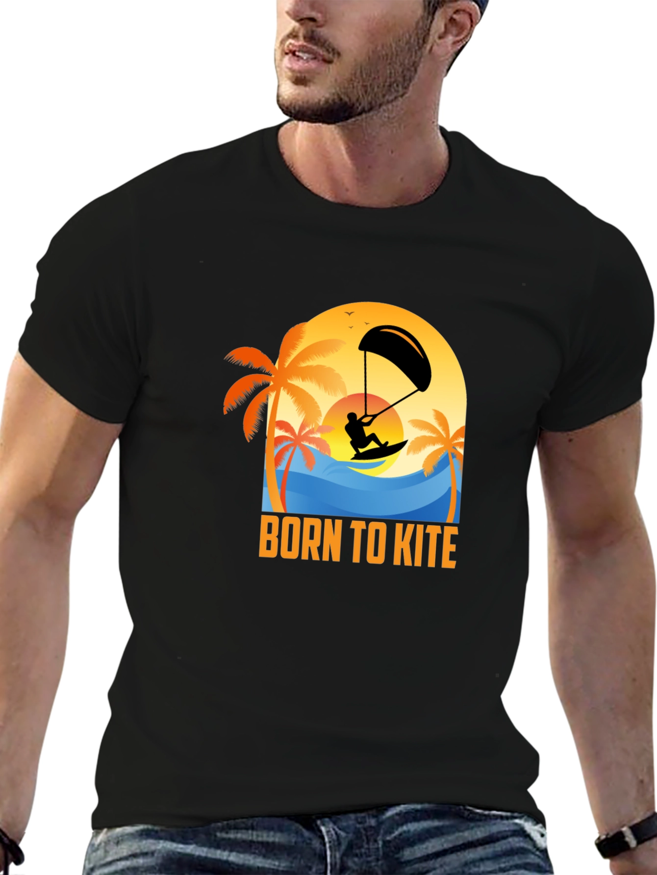 Born to Kite T-Shirt: Kitesurfing Beach Design