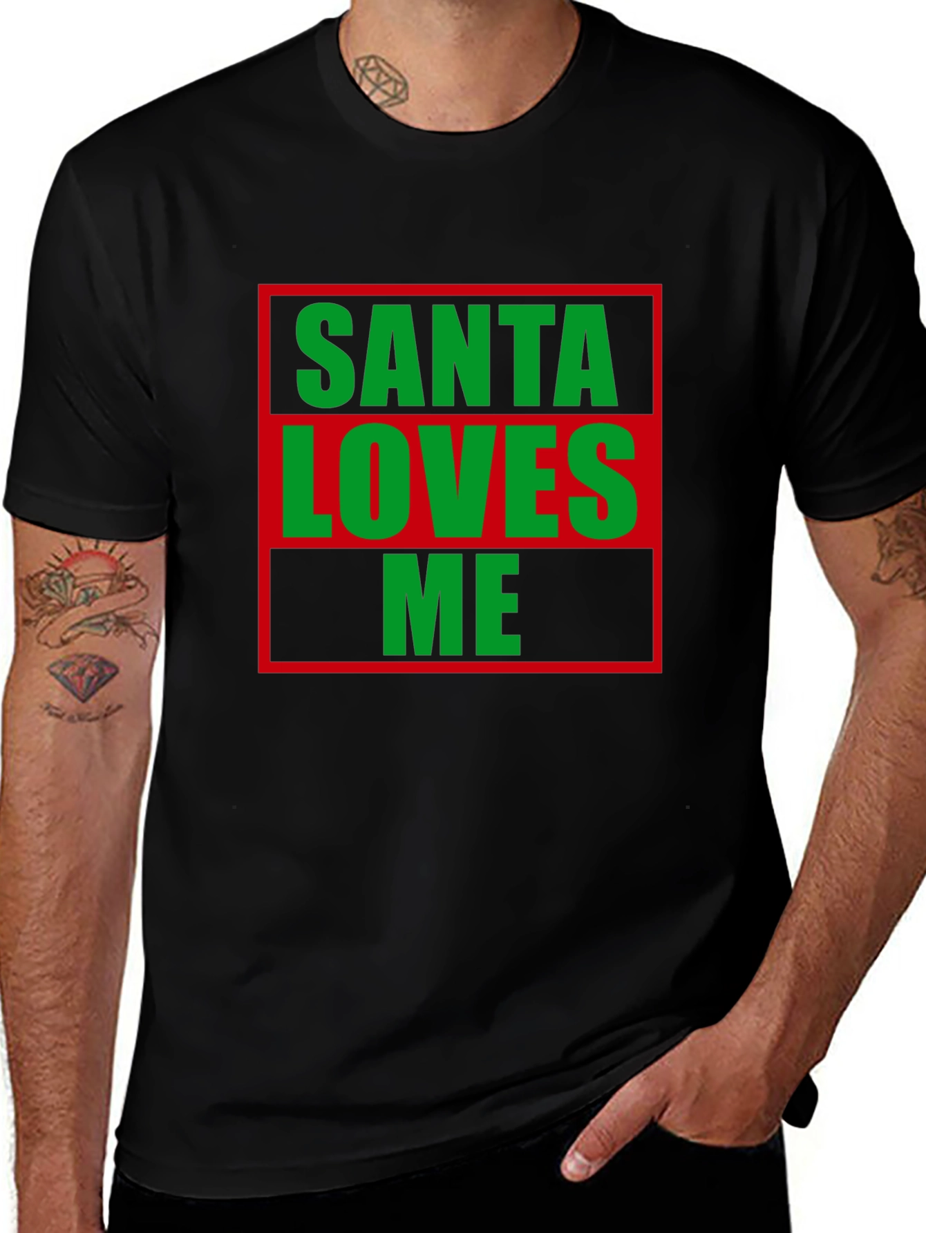 Santa Loves Me Christmas T-Shirt Holiday Tee