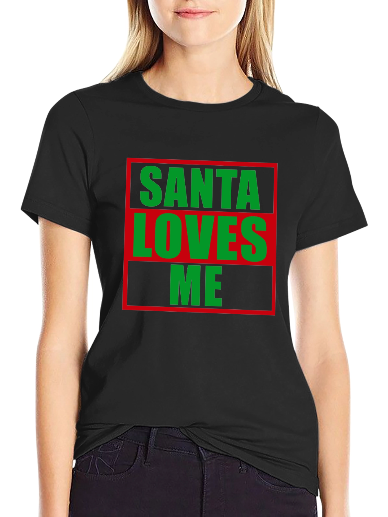 Santa Loves Me Christmas T-Shirt Holiday Tee
