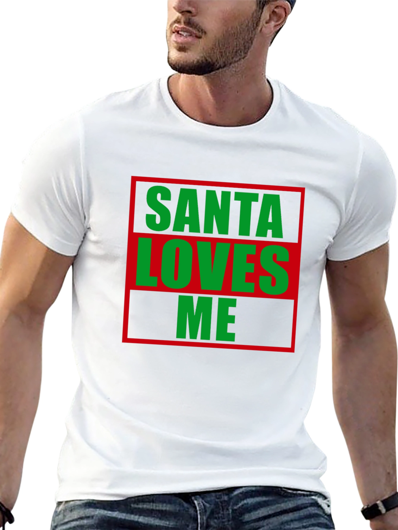 Santa Loves Me Christmas T-Shirt Holiday Tee