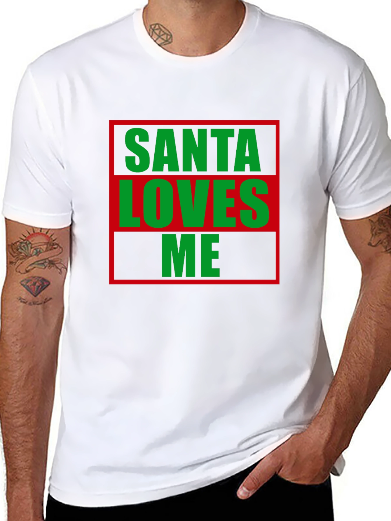 Santa Loves Me Christmas T-Shirt Holiday Tee