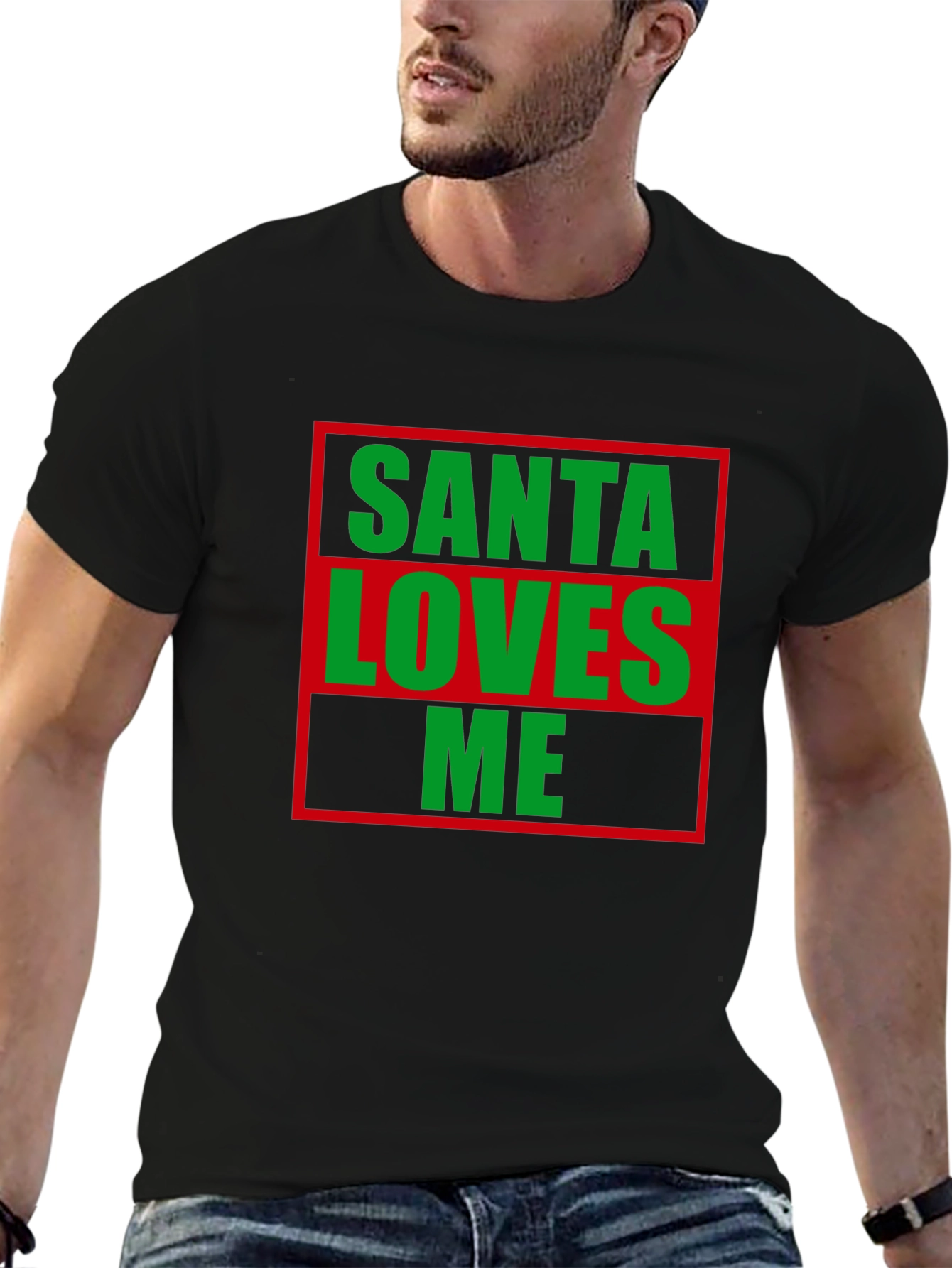 Santa Loves Me Christmas T-Shirt Holiday Tee