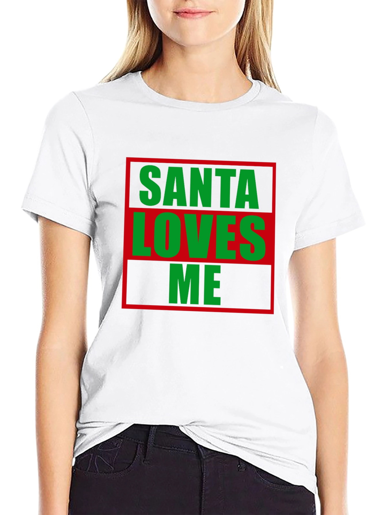 Santa Loves Me Christmas T-Shirt Holiday Tee