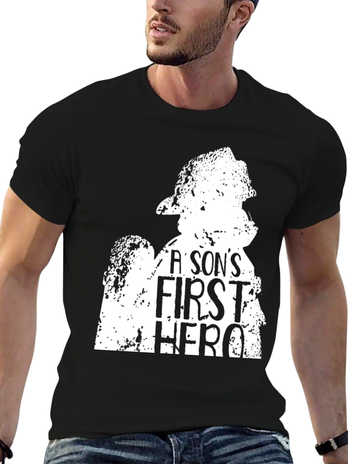 Firefighter Sons First Hero Black T-Shirt