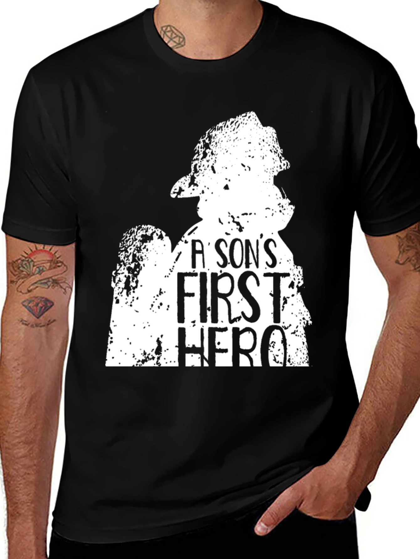 Firefighter Sons First Hero Black T-Shirt