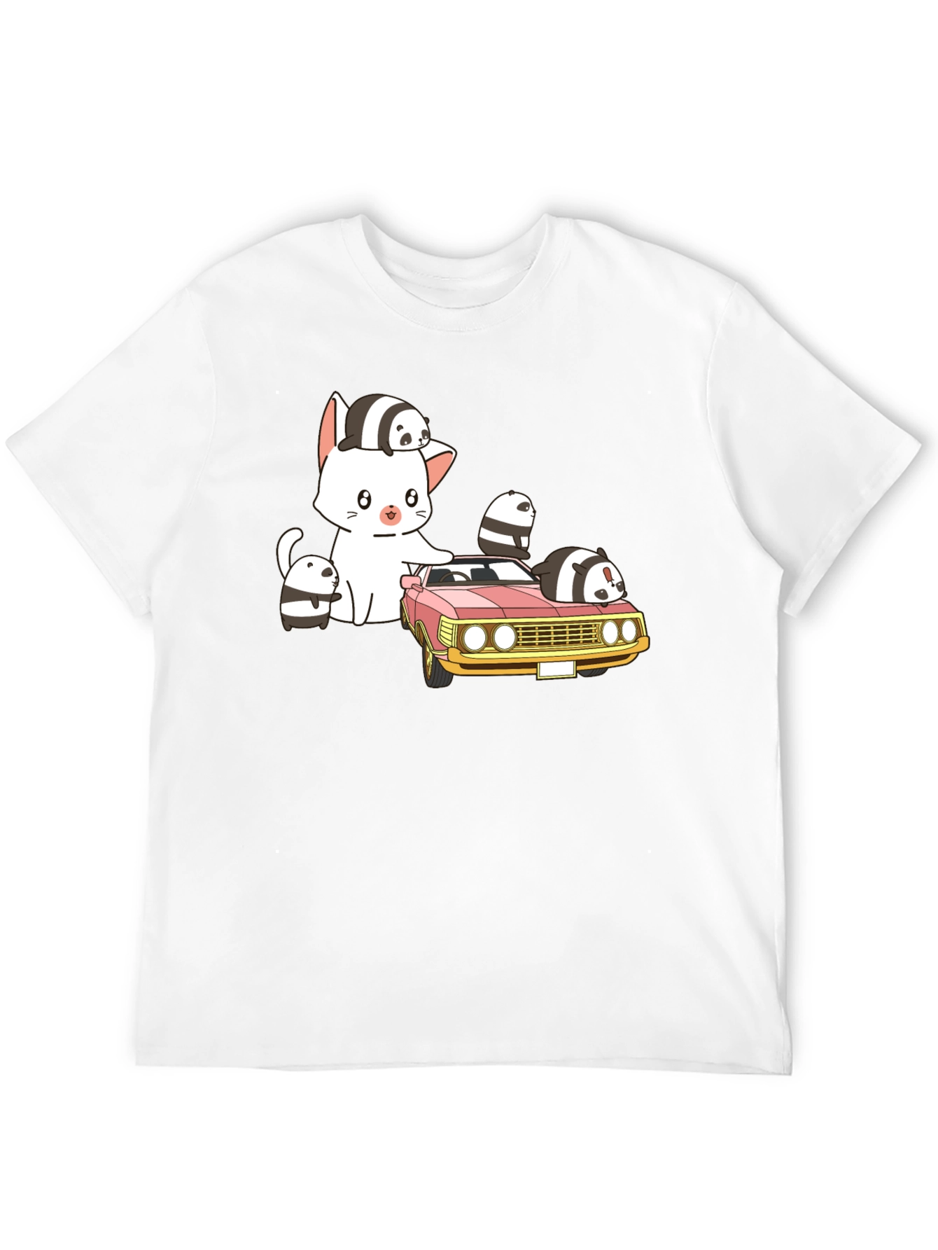 Cute Cartoon Car and Cat T-Shirt