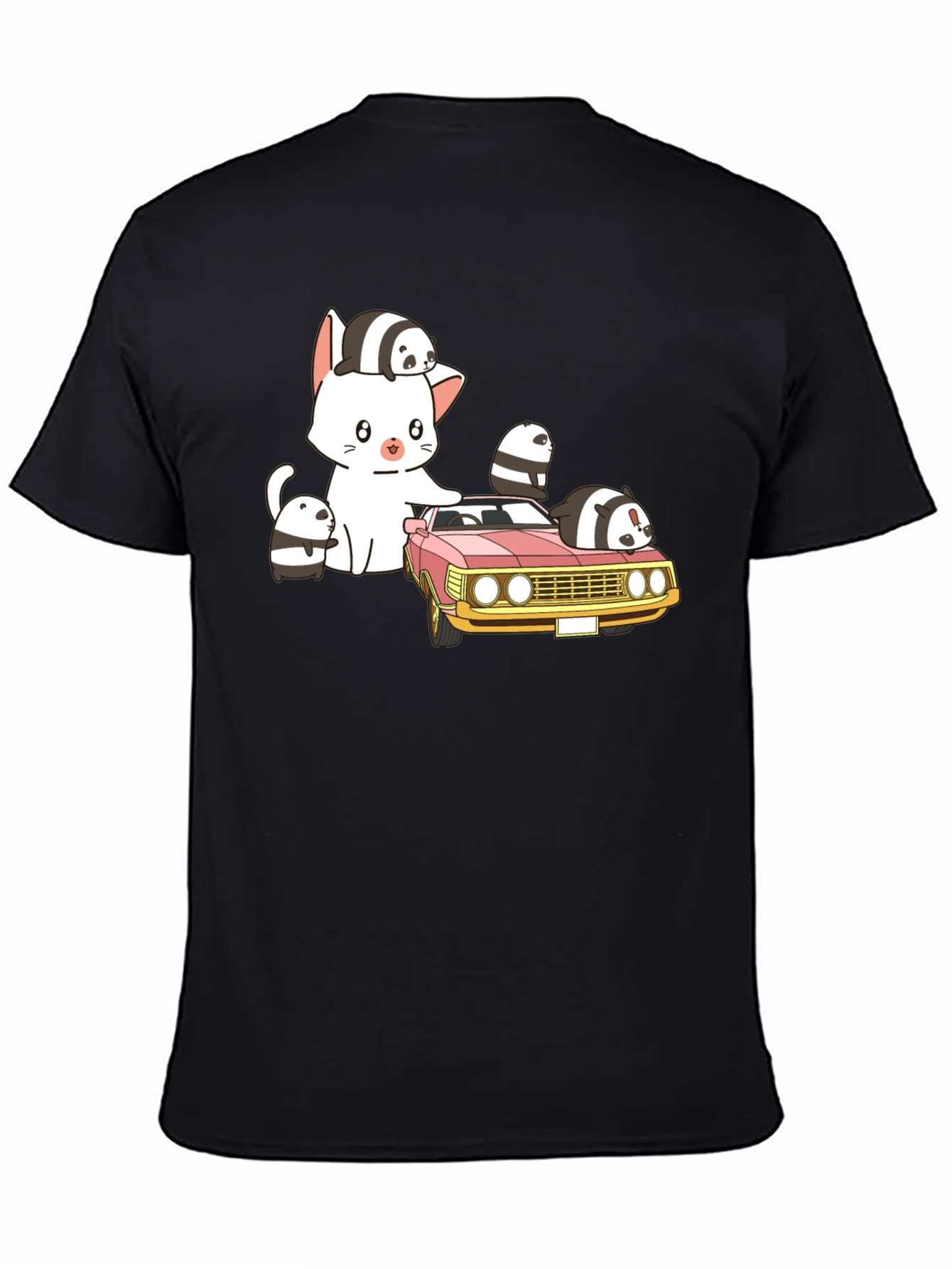 Cute Cartoon Car and Cat T-Shirt