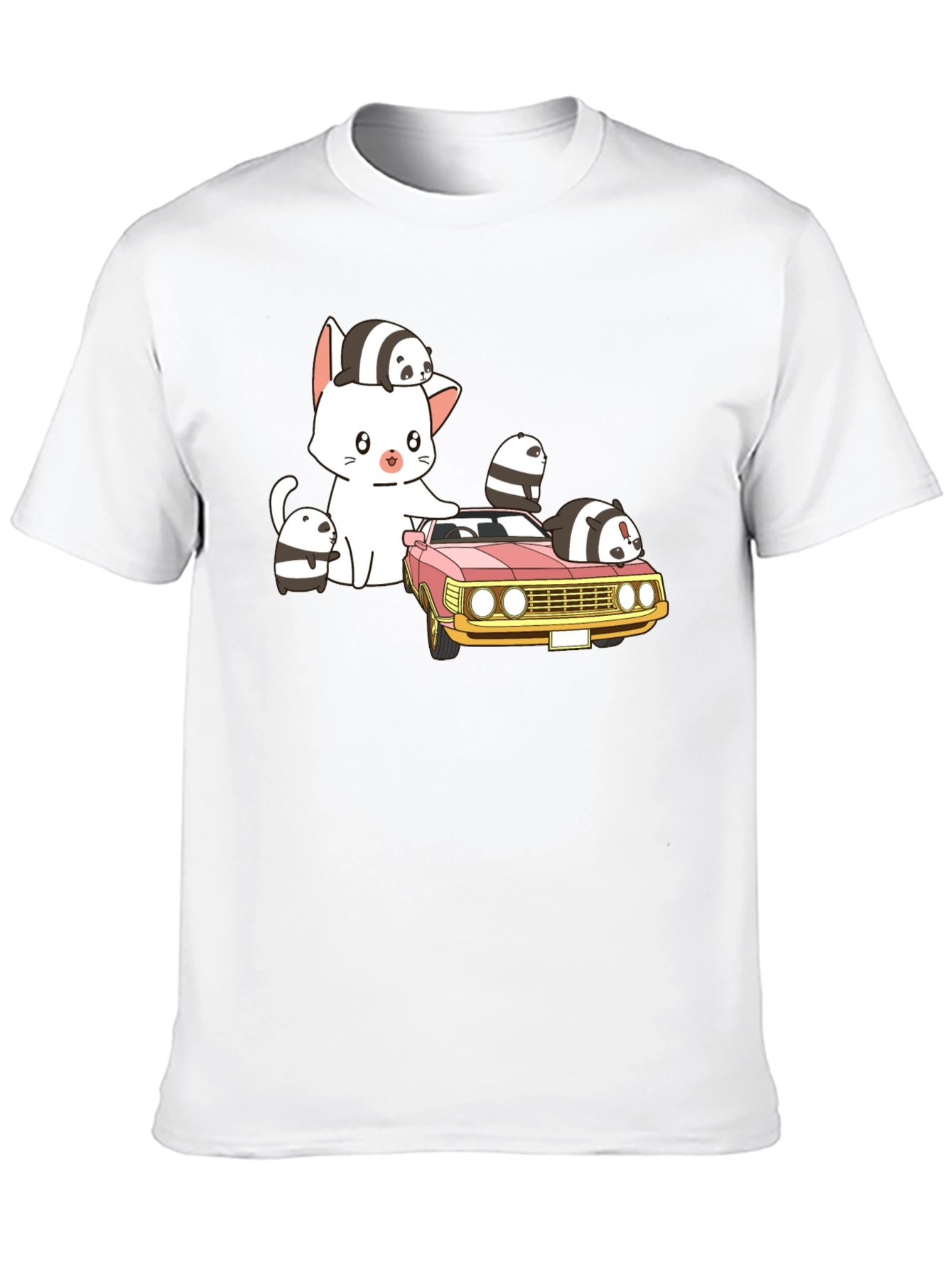 Cute Cartoon Car and Cat T-Shirt