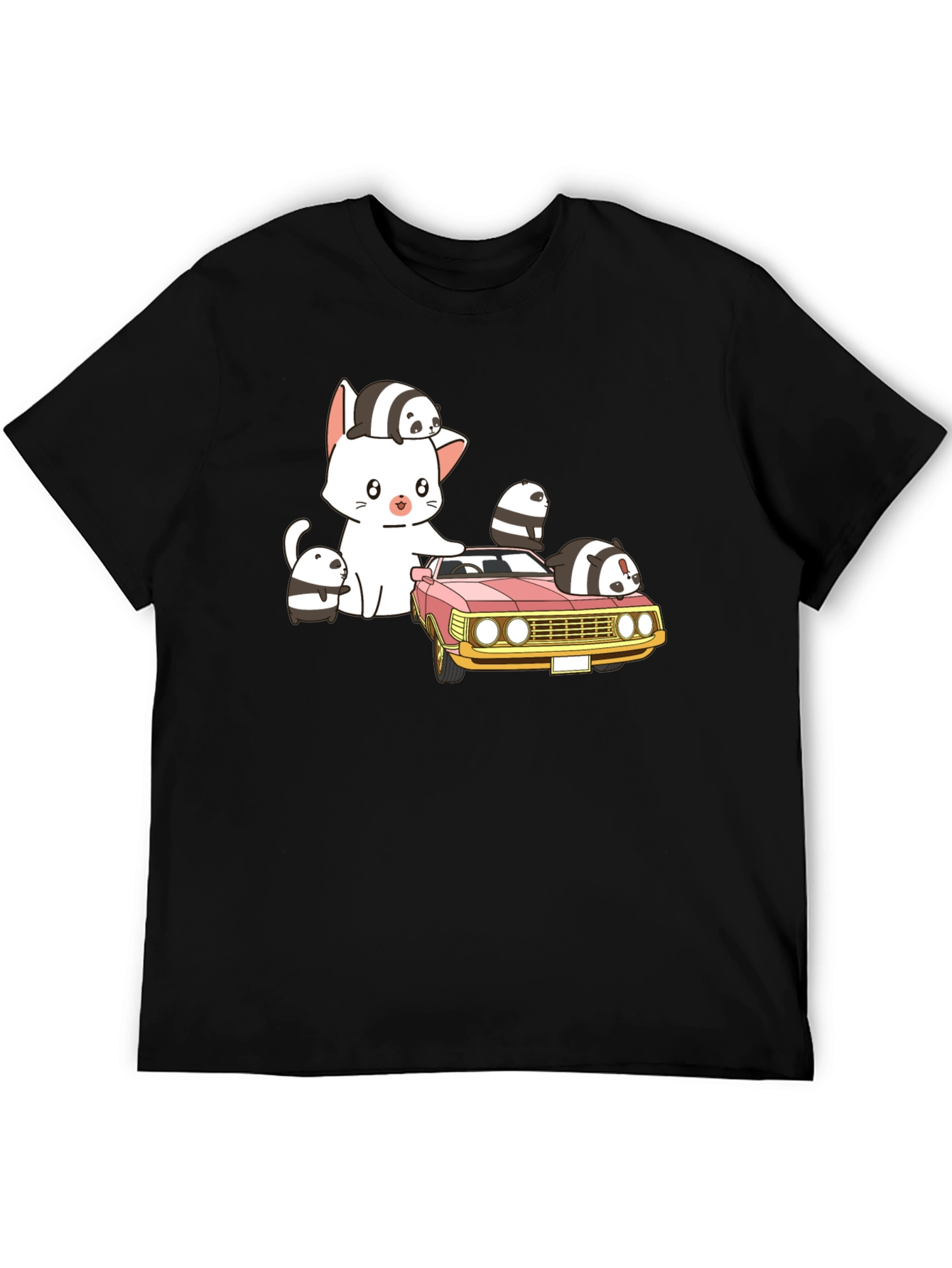 Cute Cartoon Car and Cat T-Shirt